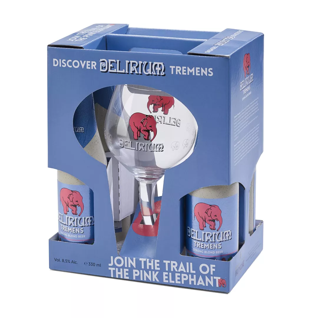 Coffret Bière Delirium Tremens : 4 Bières + 1 Verre | Idée cadeau